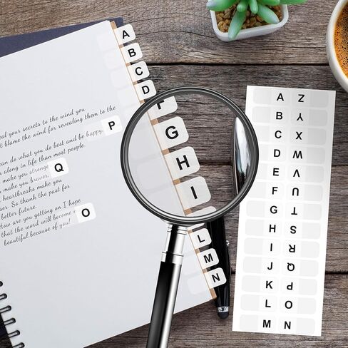 OIIKI 364PCS White Alphabet Tabs, A to Z 26 Letters Alphabet Stickers, Alphabetical Tabs Indexes, School Alphabet Label Stickers for Books, Dictionary, Notes, File -14 Sheets in Saudi Arabia