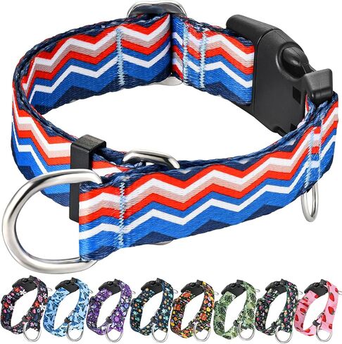 Martingale Collar for Dogs with Buckle Adjustable Nylon Slip No Pull Anti Escape Training Dog Collars (Purple Floral, Large) in Kuwait
