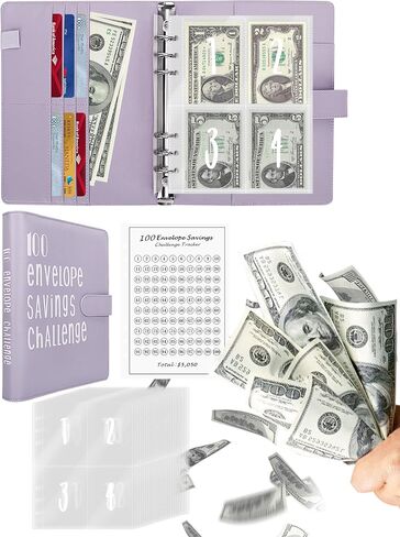 100 Envelopes Money Saving Challenge, Budget Binder with Cash Envelopes, Easy and Happy Way to Save $5,050, 100 Day Savings Challenge Binder for Home, Office, Etc (Pink) in Saudi Arabia