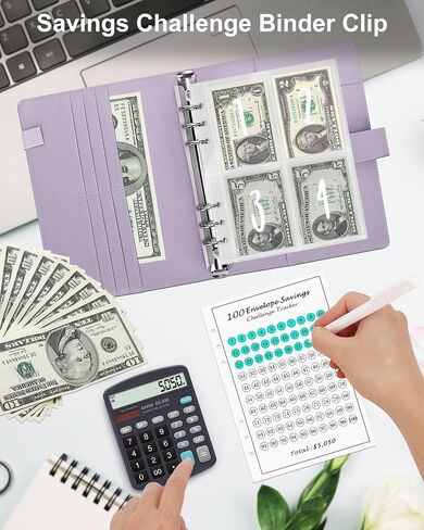 100 Envelopes Money Saving Challenge, Budget Binder with Cash Envelopes, Easy and Happy Way to Save $5,050, 100 Day Savings Challenge Binder for Home, Office, Etc (Pink) in Saudi Arabia