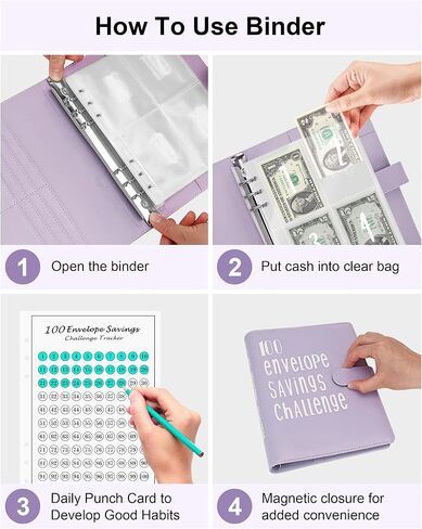 100 Envelopes Money Saving Challenge, Budget Binder with Cash Envelopes, Easy and Happy Way to Save $5,050, 100 Day Savings Challenge Binder for Home, Office, Etc (Pink) in Saudi Arabia