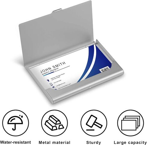 Customized Aluminum Business Card Case, Upload Picture Logo Text Name, Custom Portable Business Card Holder for Father Day Business Men Gifts, PureWhite, 2.2"x3.7" in Kuwait