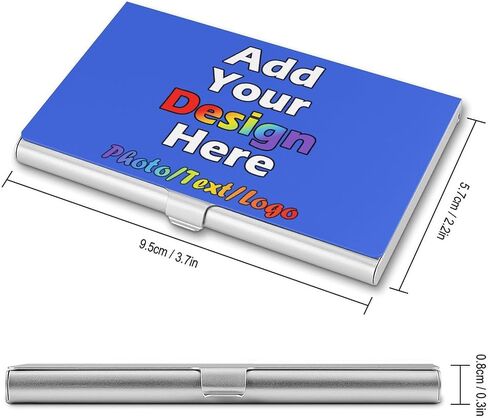 Customized Aluminum Business Card Case, Upload Picture Logo Text Name, Custom Portable Business Card Holder for Father Day Business Men Gifts, PureWhite, 2.2"x3.7" in Kuwait