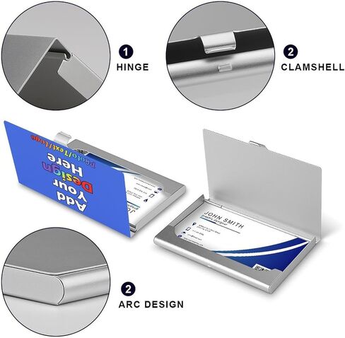 Customized Aluminum Business Card Case, Upload Picture Logo Text Name, Custom Portable Business Card Holder for Father Day Business Men Gifts, PureWhite, 2.2"x3.7" in Kuwait