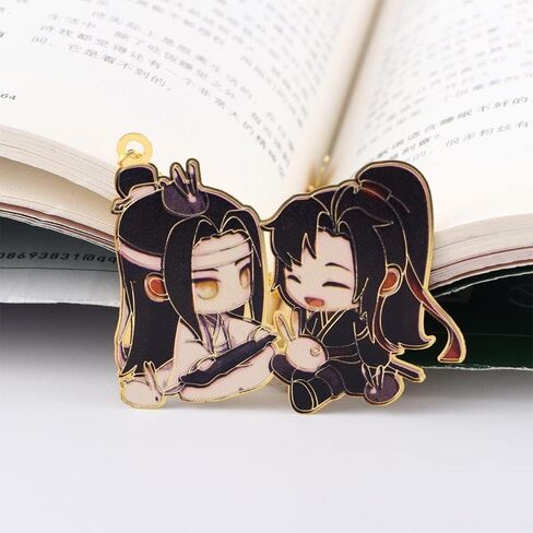 الصينية مو زو شي المرجعية ， Grandmaster of Cultivation Wei Wuxian Lan Wangji Metal Hollowing Bookmark ، أغلفة الكتب وإكسسوارات الكتب in Kuwait
