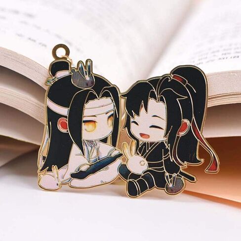 الصينية مو زو شي المرجعية ， Grandmaster of Cultivation Wei Wuxian Lan Wangji Metal Hollowing Bookmark ، أغلفة الكتب وإكسسوارات الكتب in Kuwait
