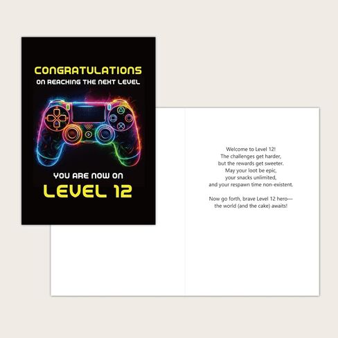 Gooji 5x7 Gamer Birthday Card for Boys – Cool Video Game Birthday Card for Son, Grandson, Brother, Nephew, Kids Ages 9, 10, 11, 12 – Fun Gift for Gamers (12Y) in Saudi Arabia