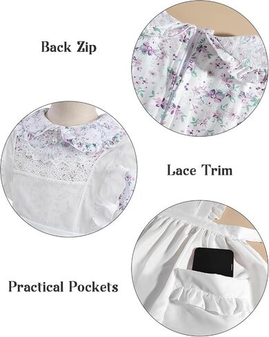 Cr Rolecos Colonial Prairie Costume Girls Ponoral Pioneer Dress for Girls Shorts Sleeves Pilgrim Light Purple in Kuwait