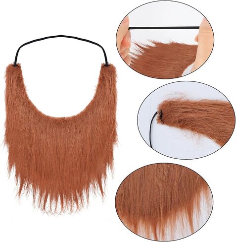 6 Pieces Wizard Beard Halloween Funny Fake Beard Adjustable Elastic Rope Facial Hair Accessories Halloween Party Supplies Cosplay Costumes for Adults Children in Kuwait