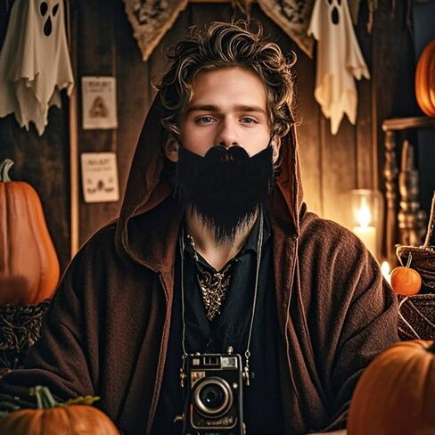 6 Pieces Wizard Beard Halloween Funny Fake Beard Adjustable Elastic Rope Facial Hair Accessories Halloween Party Supplies Cosplay Costumes for Adults Children in Kuwait