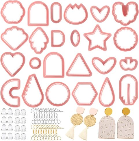 104 PCS Polymer Clay Clay Kits for Occles Making ، Pagow 24 PCS Class Clay Concters ، Mini Clay Jewelry Cutters Tools with 30 Jump Rin in Kuwait