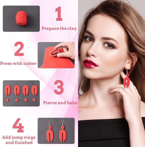 104 PCS Polymer Clay Clay Kits for Occles Making ، Pagow 24 PCS Class Clay Concters ، Mini Clay Jewelry Cutters Tools with 30 Jump Rin in Kuwait