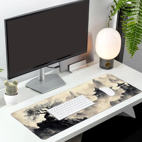 Long Gaming Mouse Pad Extended Anime Large Desk Pad with Non-Slip Base Full Keyboard Mat with Stitched Edges for Gaming and Office 31.5 x 11.8 inches (Wash Painting) in Saudi Arabia