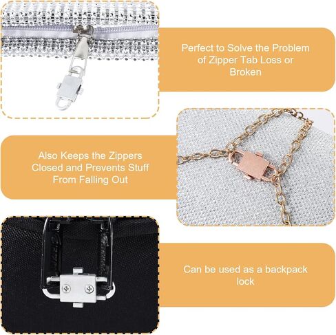 jieyao 10 pcs shipper أقفال مضادة للسرقة ، مقاطع سحاب رادع السرقة لحقائب الظهر ، سحرة سحاب مزدوجة الفتحة الجانبية تبقي محفظة السوستة مغلقة لأقفال حقائب اليد حقيبة حقيبة اليدين in Kuwait