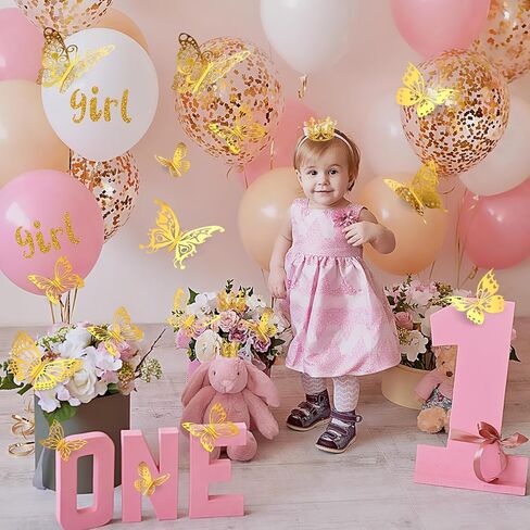 XunYee 148 Pcs Flower Bouquet Accessories Include 6 Pcs Crowns 6 Pcs Glitter Letter Stickers 36 Pcs 3D Butterflies 100 Pcs Corsage Pins for Birthday Mother's Day DIY Flower Arrangement (Gold) in Saudi Arabia