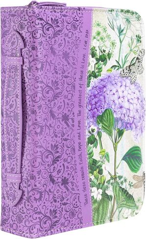 Divinity Faith Hope Love Hydrangea Floral Purple Leather Bible Cover, 7 x 10 x 1.50 inches, X-Large in Saudi Arabia