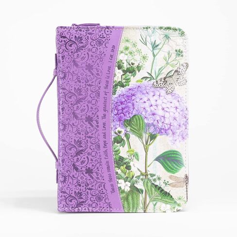 Divinity Faith Hope Love Hydrangea Floral Purple Leather Bible Cover, 7 x 10 x 1.50 inches, X-Large in Saudi Arabia