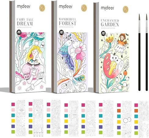 MiDeer Watercolor Painting Book for Kids Ages 4-8, Pocket Watercolor Painting Book Arts and Crafts for Toddlers, Travel Activities Paint with Water Coloring Book Set for Kids 3-8 (3 Packs) in Kuwait