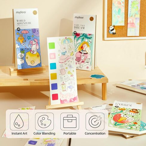 MiDeer Watercolor Painting Book for Kids Ages 4-8, Pocket Watercolor Painting Book Arts and Crafts for Toddlers, Travel Activities Paint with Water Coloring Book Set for Kids 3-8 (3 Packs) in Kuwait