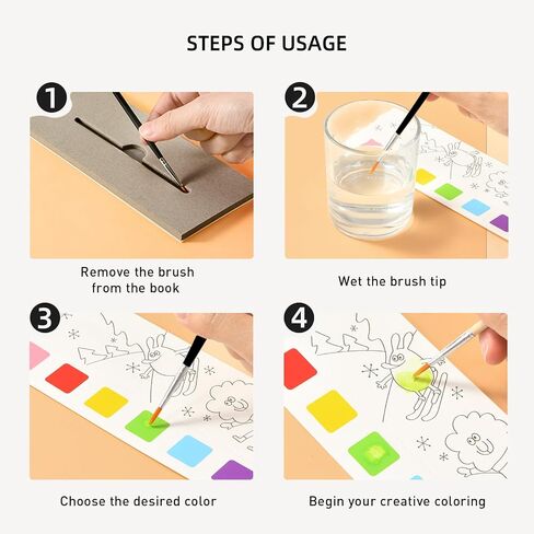 MiDeer Watercolor Painting Book for Kids Ages 4-8, Pocket Watercolor Painting Book Arts and Crafts for Toddlers, Travel Activities Paint with Water Coloring Book Set for Kids 3-8 (3 Packs) in Kuwait