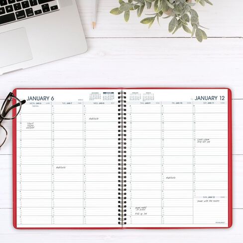 At-A-Glance 2025 Planner Bolling Book ، أسبوعيًا ، 8-1/4 "× 11" ، كبير ، ربع ساعة ، أحمر (709401325) in Kuwait