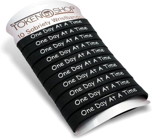 10 Pack One Day at a Time Silicone Motivational Wristbands, Slip-On Rubber Bracelets for Addiction Recovery, Sober Anniversary, Alcoholics Anonymous, NA, Sobriety Gifts for Men and Women in Saudi Arabia