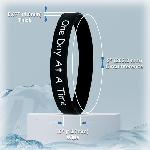 10 Pack One Day at a Time Silicone Motivational Wristbands, Slip-On Rubber Bracelets for Addiction Recovery, Sober Anniversary, Alcoholics Anonymous, NA, Sobriety Gifts for Men and Women in Saudi Arabia