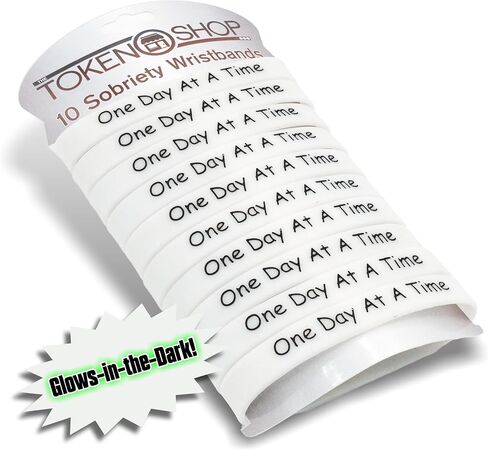 10 Pack One Day at a Time Silicone Motivational Wristbands, Slip-On Rubber Bracelets for Addiction Recovery, Sober Anniversary, Alcoholics Anonymous, NA, Sobriety Gifts for Men and Women in Saudi Arabia