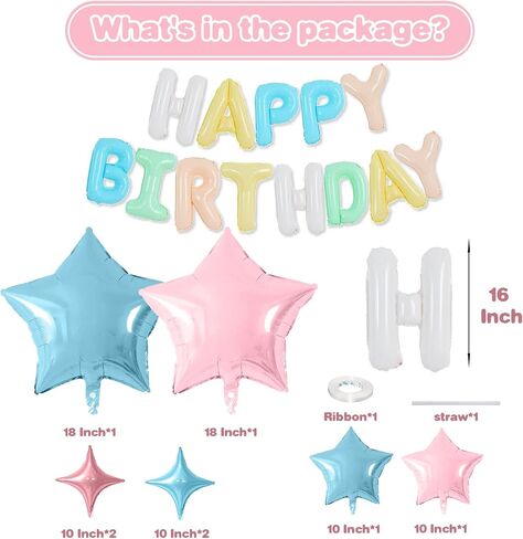 Happy Birthday Balloons Banner, Cream Happy Birthday Foil Balloons 16 Inch Mylar Foil Letter Balloons with 8 Pcs Cream Caramel Brown Star Balloons for Women Men Boys Girls Birthday Party Decorations in Saudi Arabia