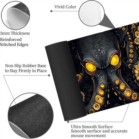 Green Dragon Gaming Mouse Pad, Black Eye Skeleton Fantasy Game Mousepad XL Large Gaming Mouse Pad Laptop Keyboard Mat Mouse Pad, XXL Extended Mouse Protector for Home Office, 31.5"x11.8" in Saudi Arabia
