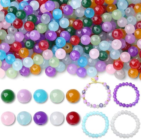 500Pcs Brown Round Glass Beads for Jewelry Making Bracelets, 8mm Beading Supplies Glass Crystal Beads for Bracelet DIY Crafts Kits Earring Necklaces(Brown) in Saudi Arabia