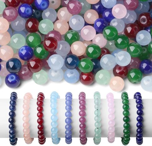 500Pcs Brown Round Glass Beads for Jewelry Making Bracelets, 8mm Beading Supplies Glass Crystal Beads for Bracelet DIY Crafts Kits Earring Necklaces(Brown) in Saudi Arabia
