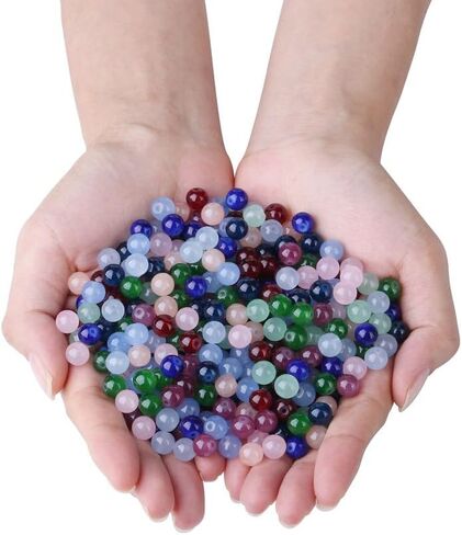 500Pcs Brown Round Glass Beads for Jewelry Making Bracelets, 8mm Beading Supplies Glass Crystal Beads for Bracelet DIY Crafts Kits Earring Necklaces(Brown) in Saudi Arabia