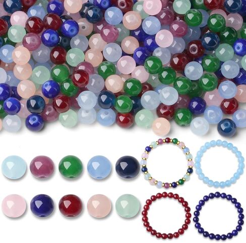 500Pcs Brown Round Glass Beads for Jewelry Making Bracelets, 8mm Beading Supplies Glass Crystal Beads for Bracelet DIY Crafts Kits Earring Necklaces(Brown) in Saudi Arabia