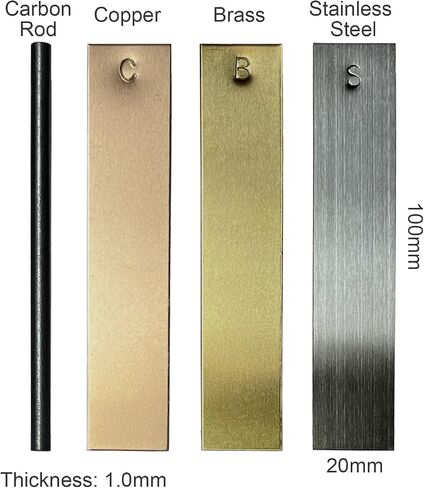 Metal Electrodes Strips 4 Piece Set, Copper,Zinc,Iron & Stainless Steel Marked with The Symbol for Student's Electrochemical Experiments in Kuwait