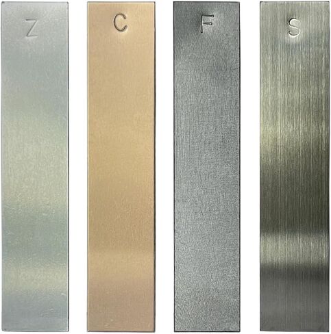 Metal Electrodes Strips 4 Piece Set, Copper,Zinc,Iron & Stainless Steel Marked with The Symbol for Student's Electrochemical Experiments in Kuwait