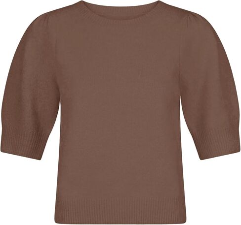 Springrain Bow Sweater Women Casual Puff Short Sleeve Crew Neck Tie Back Knit Pullover Tops in Kuwait