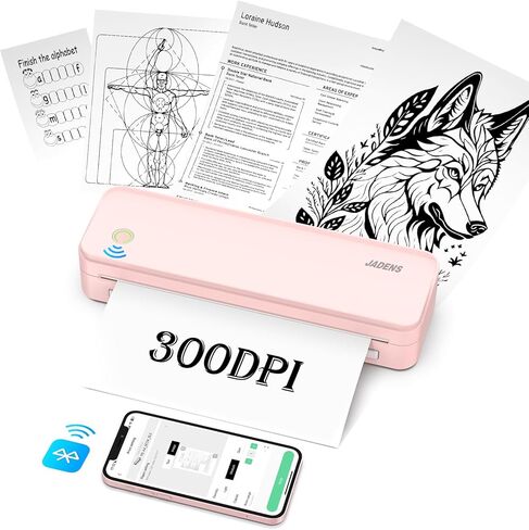 الطابعة المحمولة اللاسلكية Jadens ، الدعم 8.5 '' × 11 '' ، طابعة حرارية بلوتوث 300DPI ، طابعة سفر ، طابعة غير متوافقة مع iOS ، Android & Laptop in Kuwait