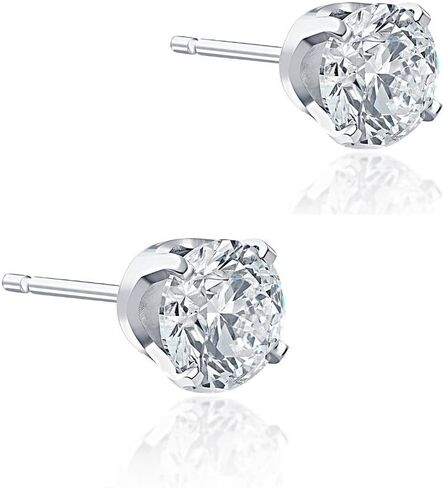 Certified 1 Ct TW Round Cut Diamond Studs Women's Earrings in 14k White or Yellow Gold Lab Grown (D,E/VS-SI1) in Kuwait