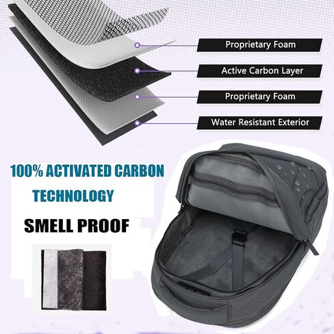 Smell Proof Backpack with Lock,Water Resistant Smell Proof Bags Travel Laptop Backpack,Large Capacity Carbon Enduring Smell Proof Stash Bag with Lock for Men Women(Grey) in Saudi Arabia