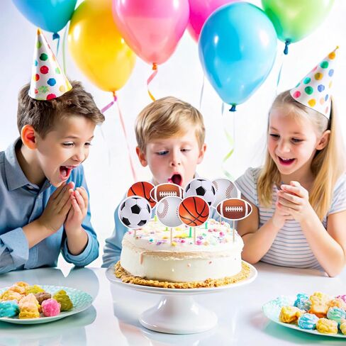 36 PCS Sports Cupcake Toppers ، Baseball Cupcake تختار كرة القدم كرة كرة القدم مسقطان كرة السلة للرجبي. in Kuwait