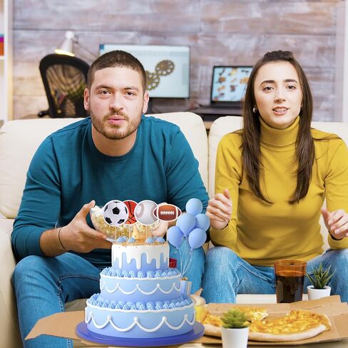 36 PCS Sports Cupcake Toppers ، Baseball Cupcake تختار كرة القدم كرة كرة القدم مسقطان كرة السلة للرجبي. in Kuwait