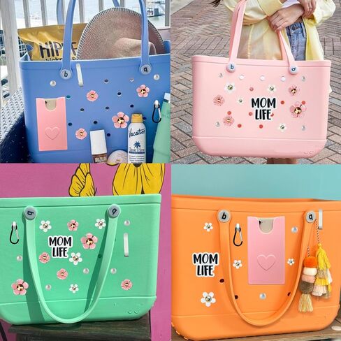 Bogg Bag Charms Pearl Flower Charms Hooks Set for Bogg Bag Accessories, Momlife Bag Charms for Beach Tote Bag, Rubber Beach Totes Accessories in Saudi Arabia