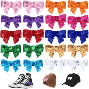 20Pcs Mini Bow Sequin Patches 10 Colors Bow Patch Shiny Small Iron on Patches Applique Embroidered Patches for Clothes Jeans Shirt Bags DIY Craft