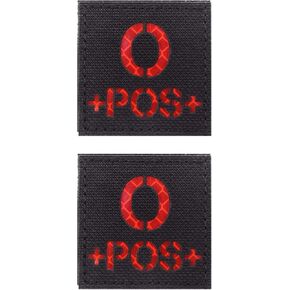 2 PCS aliplus o+ pos بقع نوع الدم بقع الأشعة تحت الحمراء تصحيحات عاكسة الخطاف التكتيكي والحلقة (Red Black2*2in)