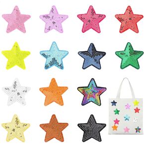 20 PCS Sequin Star & Heart Iron on Patches, Cute Small Embroidered Patch Shiny Appliques Embellishments Glitter Star Heart Stick on Iron Patches for Clothing Jeans Jackets Backpacks Costume