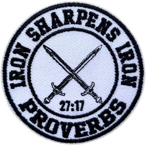 Iron Sharpens Iron Patch, 3 Inches Sew On Iron On Patches Bible Embroidery Patches for Clothes Backpacks Hats Jeans Bag, Proverbs 27:17 Embroidery Patch, Faith Patch, DIY Patch for Christians