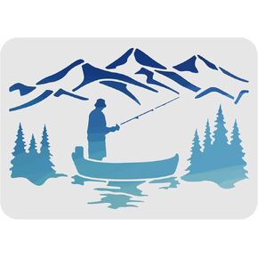 FINGERINSPIRE Mountain Drawing Painting Stencils Templates 11.6x8.3 Inch Plastic Stencils Decoration Square Reusable Stencils for Painting on Wood, Floor, Wall and Fabric