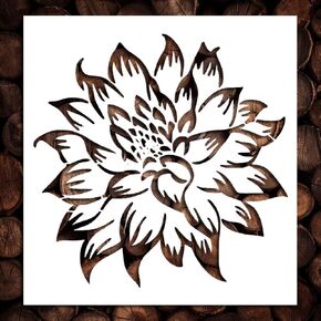 Flower Dahlia Stencil Template - Reusable Flowers Stencils for Painting on Wood, Glass, Wall Rock, Walls, Canvas, Glassware, Spray Painting, Airbrushing, Crafts (8x8)