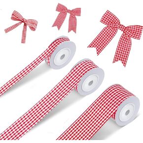 Valentines Ribbon Red Checkered Printed Ribbon Bow,Valentines Day Decor,Valentine Ribbon for Gift Wrapping, Red White Ribbon for Valentines Day Gifts DIY Crafts Gift Wrapping,Wreaths,Craft